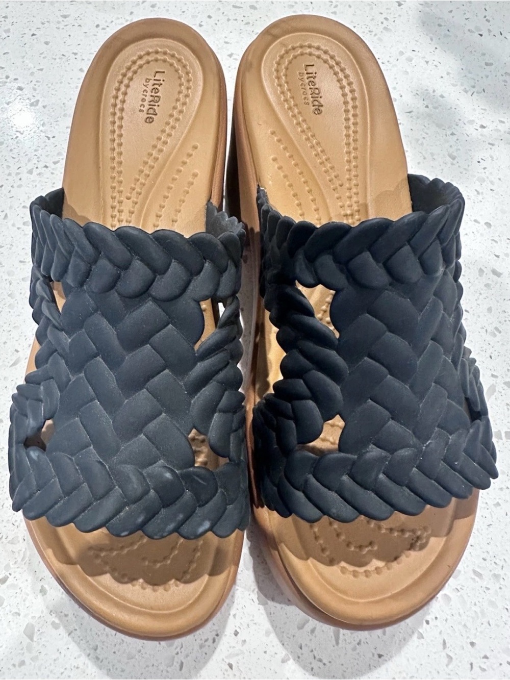 Crocs Brooklyn Braided Slide Platform Heeled Sandals sz 7